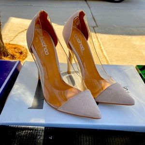 Boohoo Transparent Nude High Heels